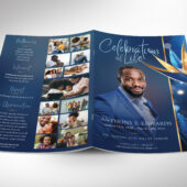 Blue Paradise Funeral Program Template, 8-Page