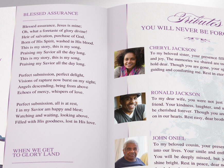 Classic Rose Funeral Program Template, Canva