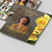 Yellow Rose Funeral Program Template for Canva