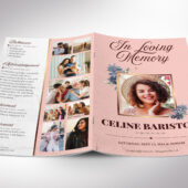 Floral Funeral Program Template, Canva, 8 Pages