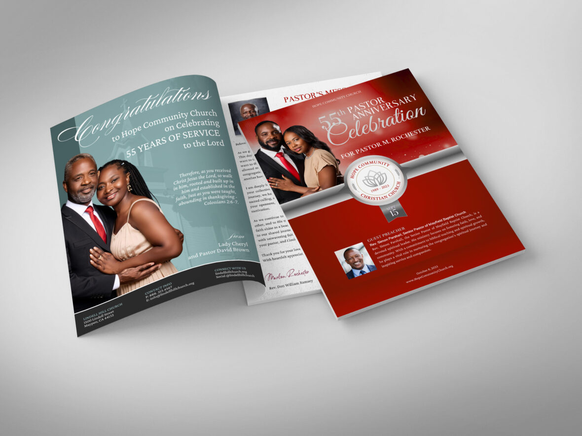 Church Souvenir Book Template – a 24-page banquet magazine designed for Canva