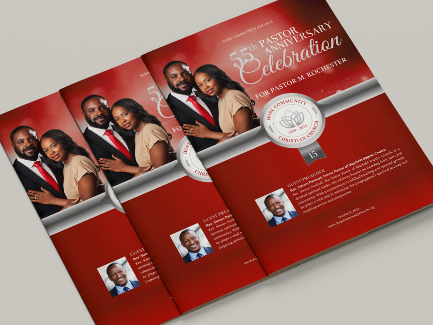 Pastor Anniversary Souvenir Book Template for Canva