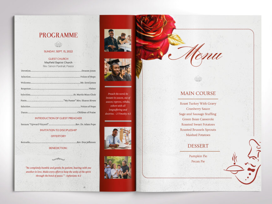 Pastor Anniversary Souvenir Book Template for Canva