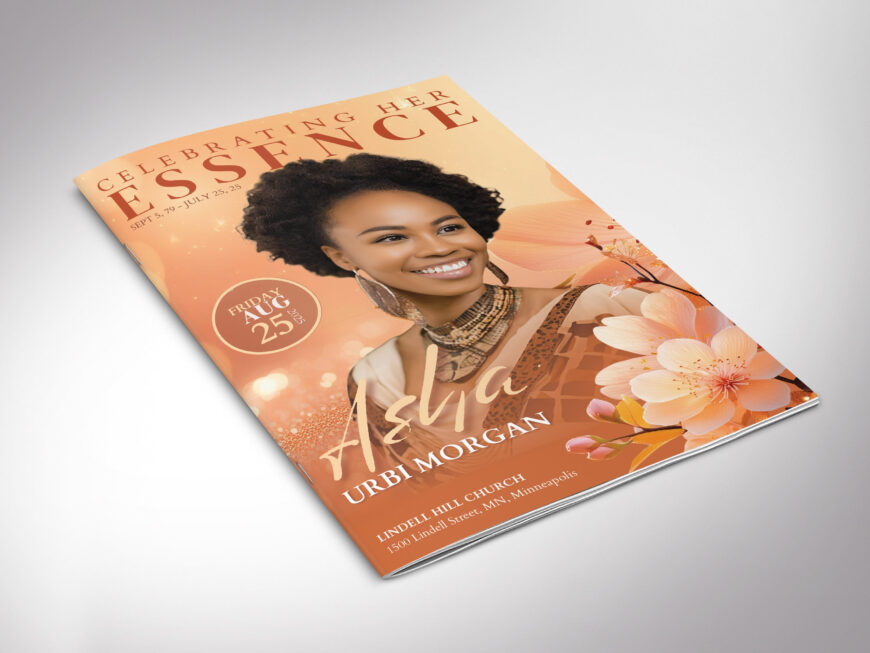 Orange Essence Funeral Program Template for Canva