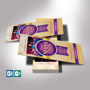 Mass Choir Concert Ticket Template Set, Word and Publisher, Church Event, Editable and Printable Digital Download, Cut Size 3.25x8 inches