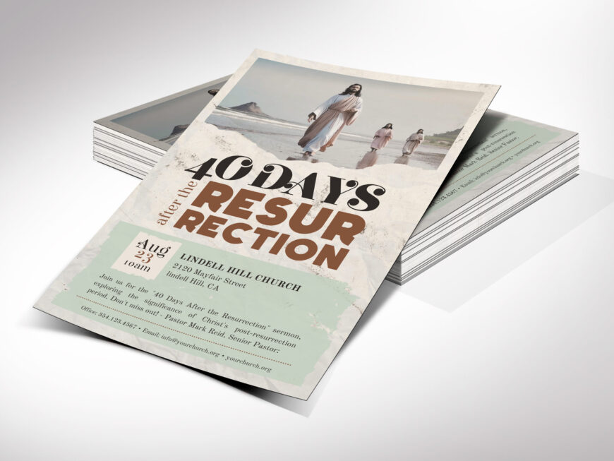 Resurrection Easter Flyer Template for Canva, Beige & Brown, Easter Good Friday Church Flyer Invitation, Editable Printable Digital Download