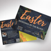 Redeemed Easter Sunday Church Postcard Template for Canva,