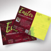 Easter Sunday Church Postcard Template for Canva, Red Green