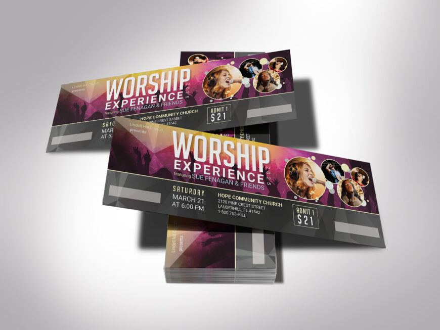 Worship Concert Ticket Template for Canva, Gospel Concert, Church Fundraiser Event, Editable Printable Digital Download, Size 8.5x2.75"