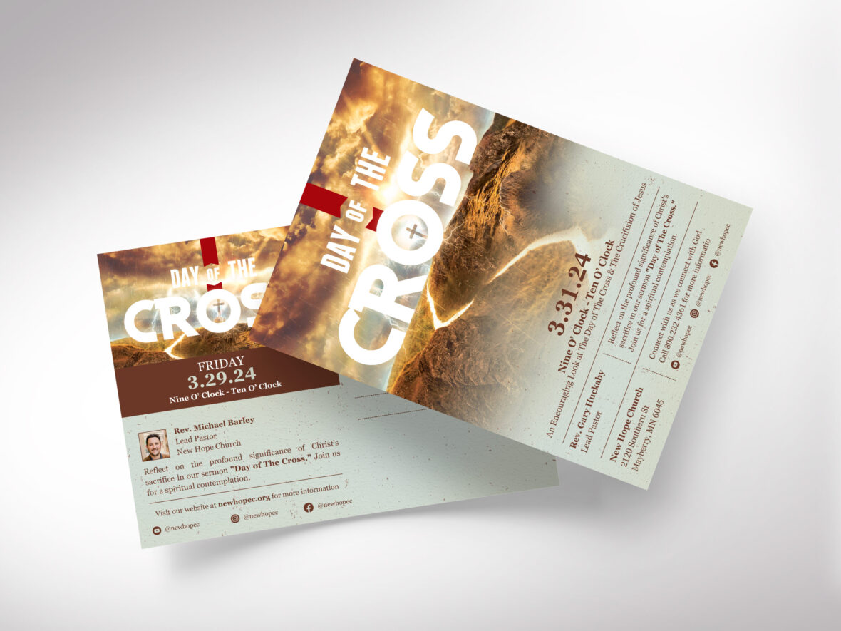 Cross Day Easter Church Postcard Template, Canva, Invitation for Good Friday & Easter Sunday Service, Editable Printable EDDM Compliant