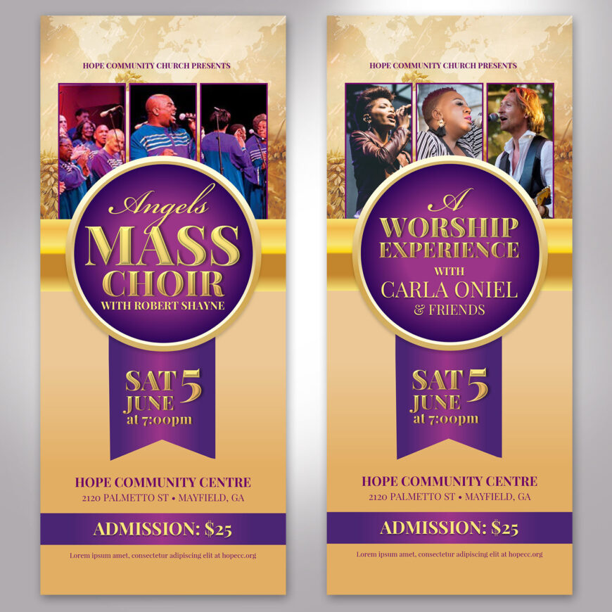 Mass Choir Concert Ticket Template Set