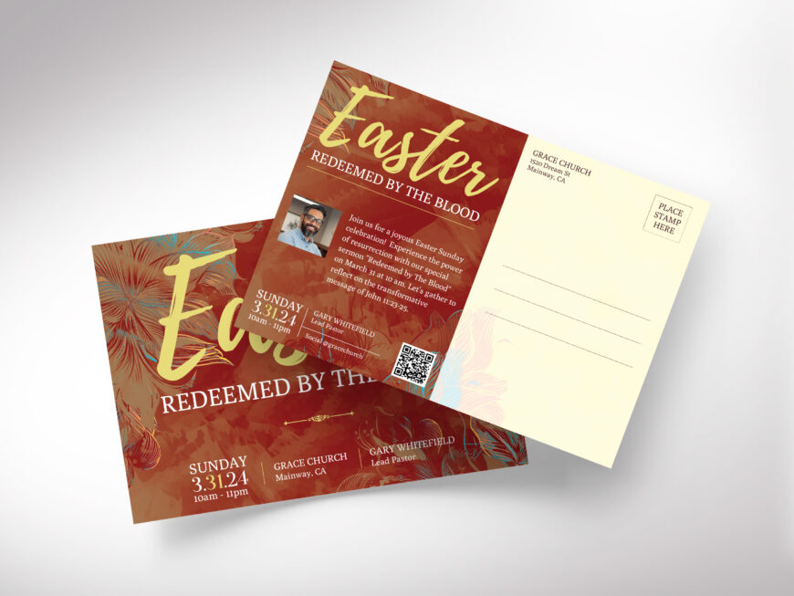 Easter Sunday Church Postcard Template for Canva