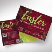 Easter Sunday Church Postcard Template for Canva, Red Green