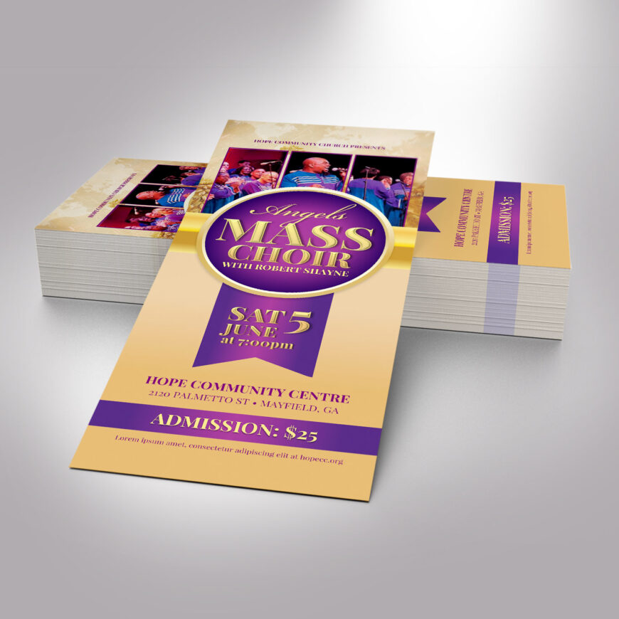 Mass Choir Concert Ticket Template Set