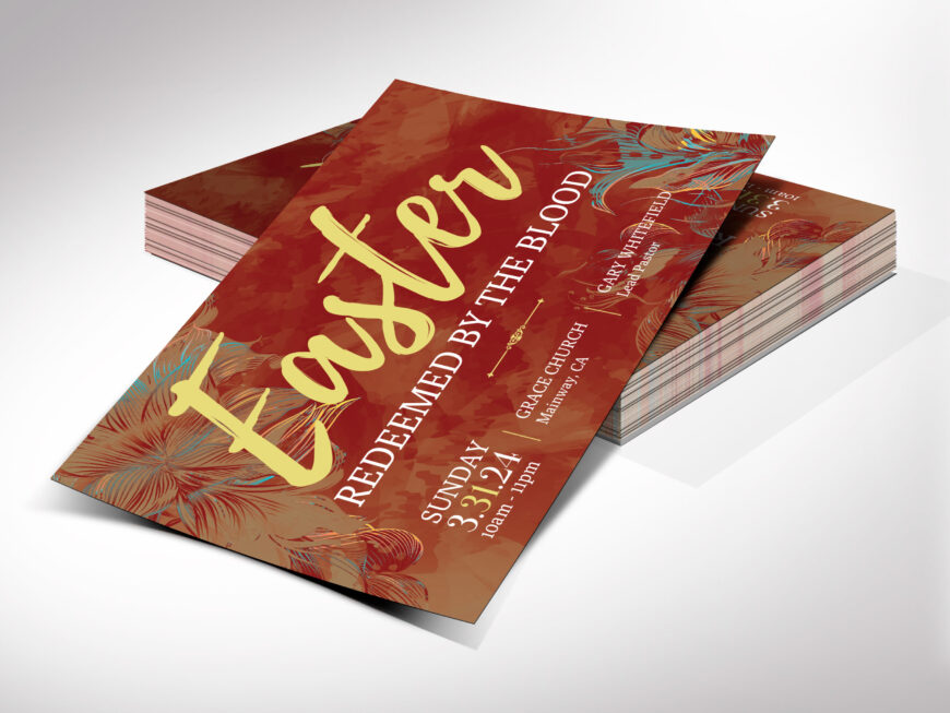 Easter Sunday Church Postcard Template for Canva