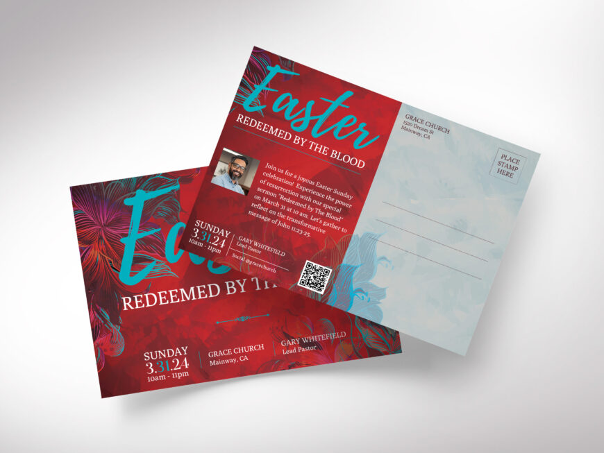 Easter Sunday Church Postcard Template for Canva