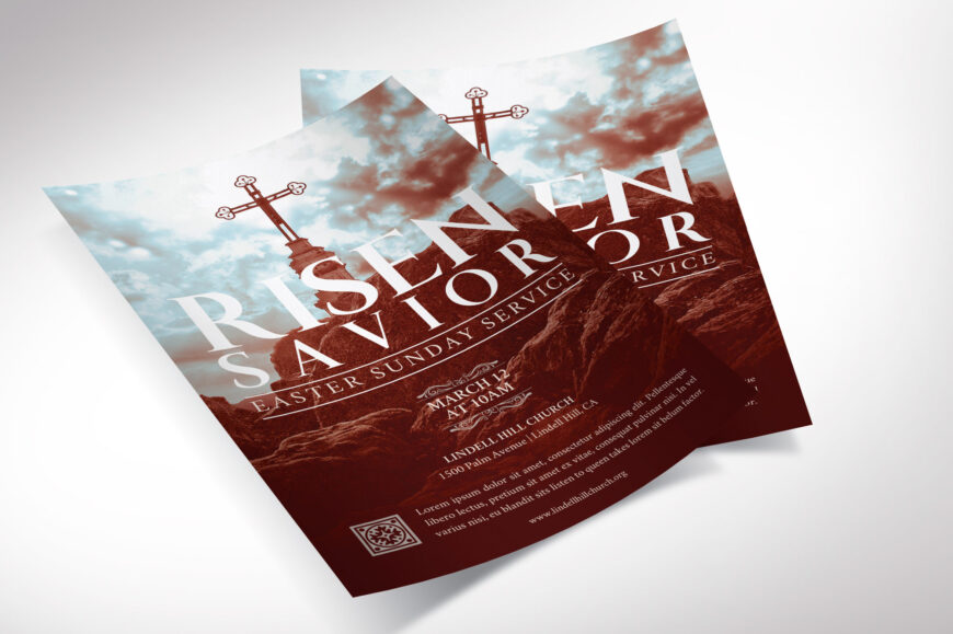 Risen Savior Easter Flyer Template for Canva, Good Friday & Easter Events, Resurrection Sunday, Church Editable Printable, Digital Download