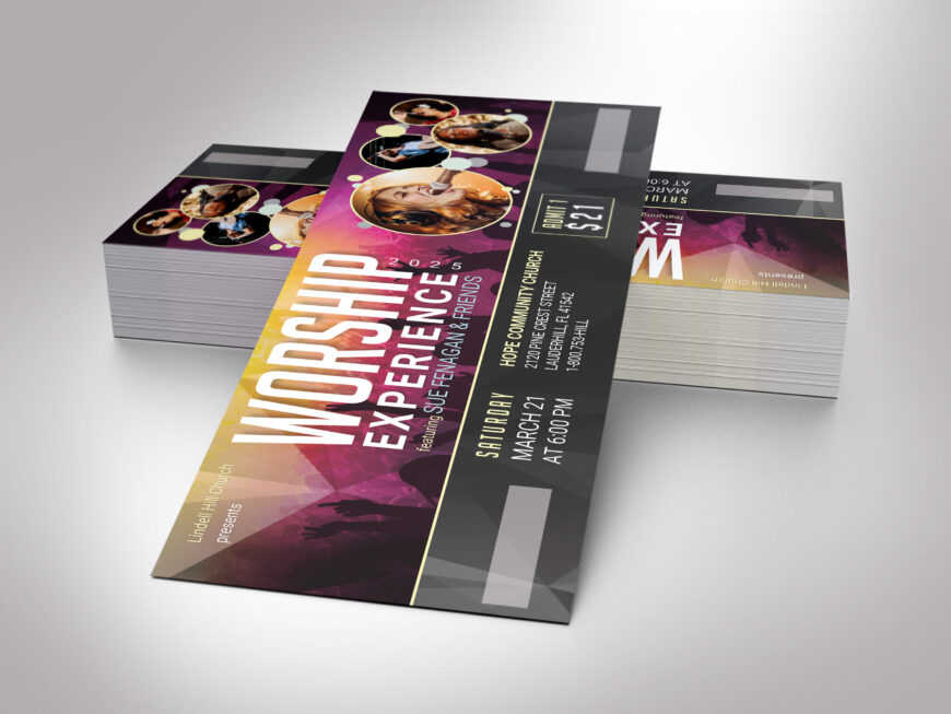 Worship Concert Ticket Template for Canva