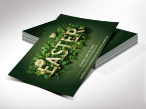 Garden Easter Sunday Church Postcard Template for Canva, Green Floral Service Invitation, Resurrection Sunday, Printable, EDDM Compliant