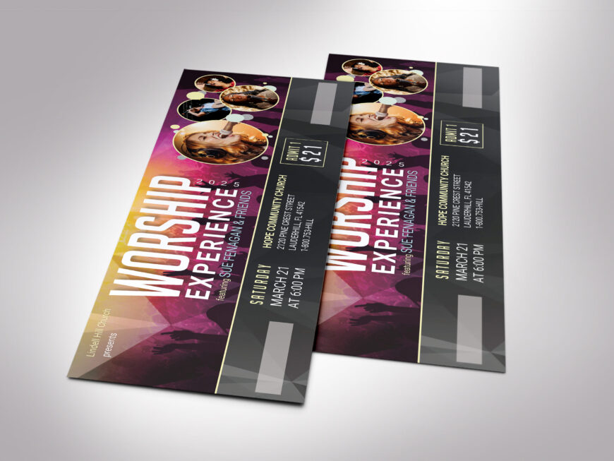 Worship Concert Ticket Template for Canva