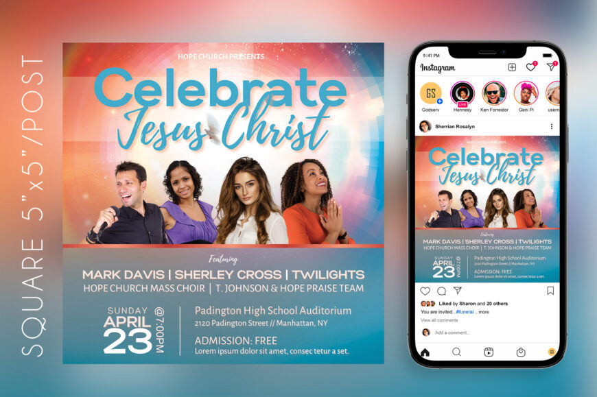 Celebrate Jesus Easter Flyer Template for Canva