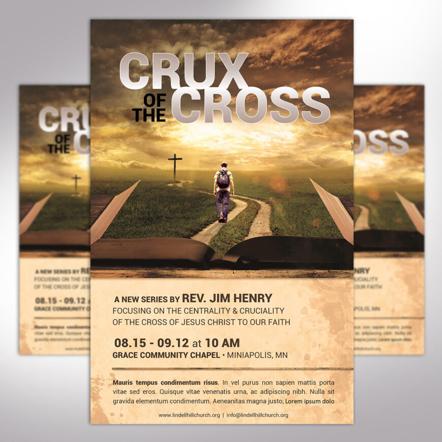 Cross Easter Flyer Template, Word and Publisher