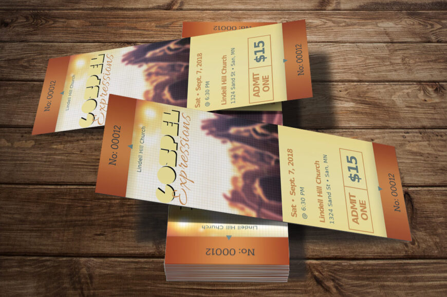 Vibrant Gospel Concert Ticket Template Set