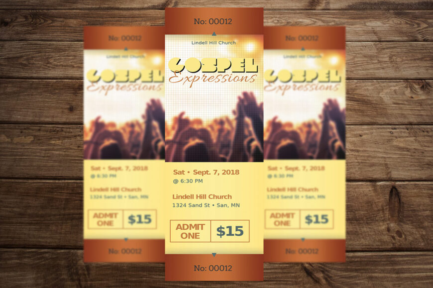 Vibrant Gospel Concert Ticket Template Set