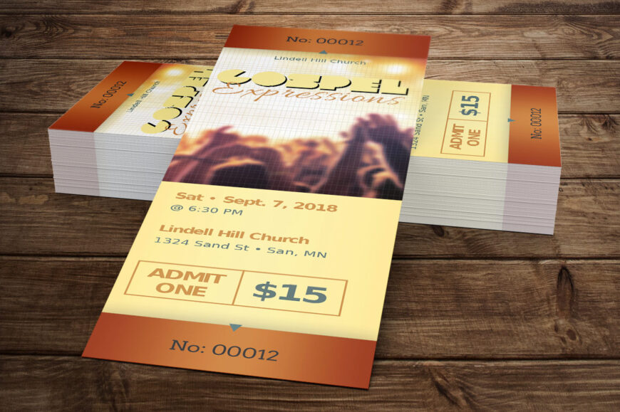 Vibrant Gospel Concert Ticket Template Set