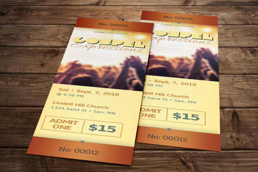 Vibrant Gospel Concert Ticket Template Set