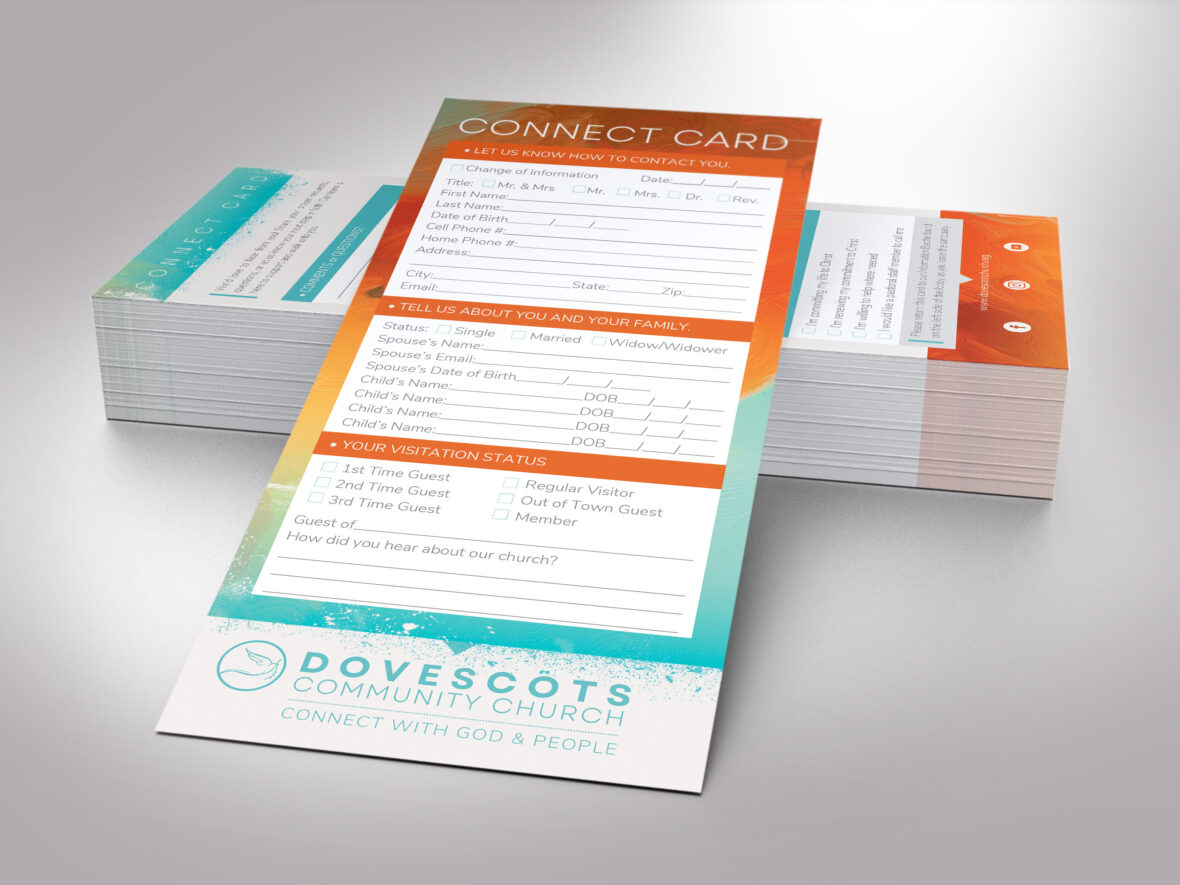 Easter Sunday Connect Card Template Canva, Digital Church Welcome Card, New Here Guest, Orange Teal Yellow, Editable Printable, 4x9 inches