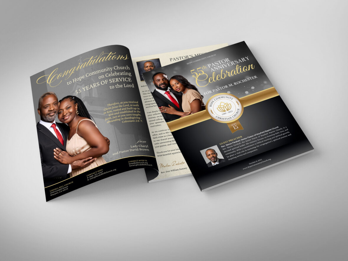 Black Gold Church Souvenir Book Canva Template