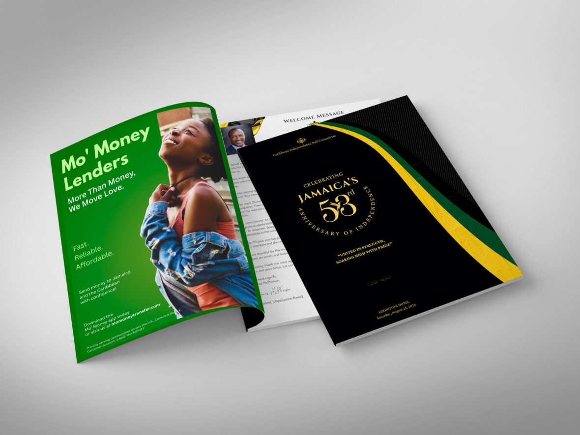 Jamaica Independence Gala Souvenir Book Canva Template, Jamaican Green Gold Black, Tabloid Independence Banquet Ads Magazine 24 Page, 8.5x11"