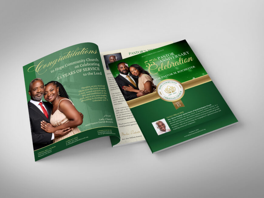 Green Church Souvenir Book Template for Canva
