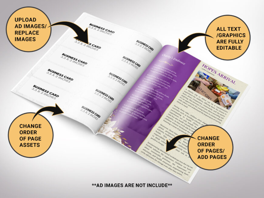 Purple Church Souvenir Book Canva Template