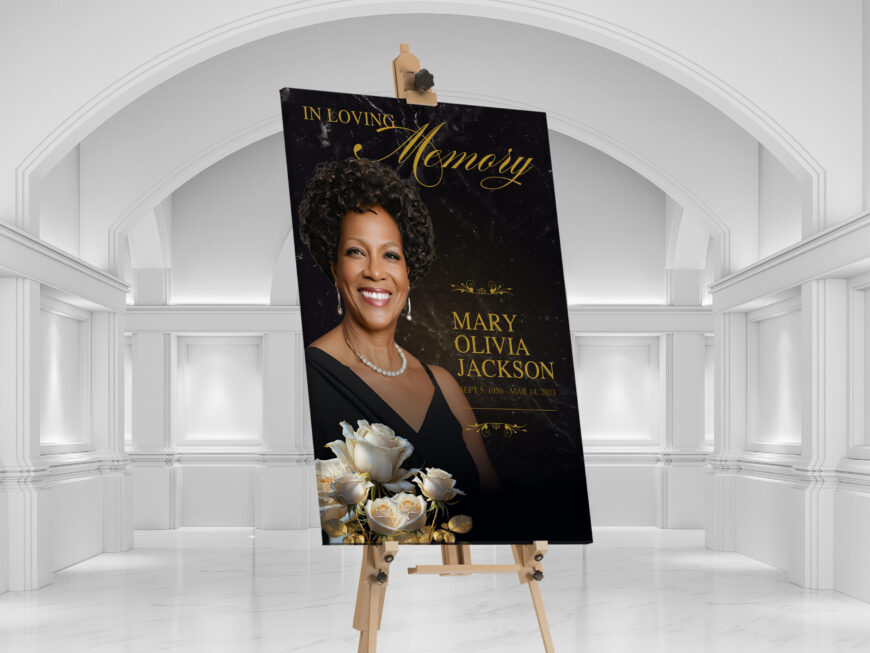 Black Funeral Welcome Sign Canva Template