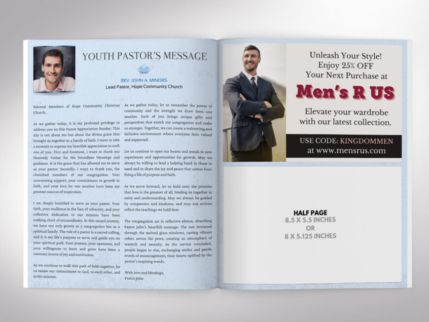 Black Church Souvenir Book Canva Template,