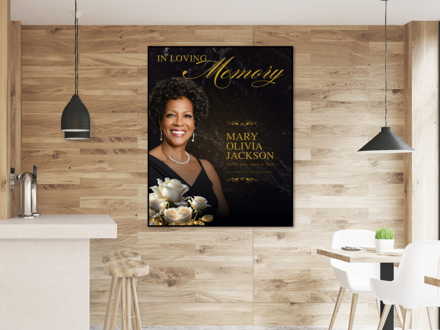 Black Funeral Welcome Sign Canva Template