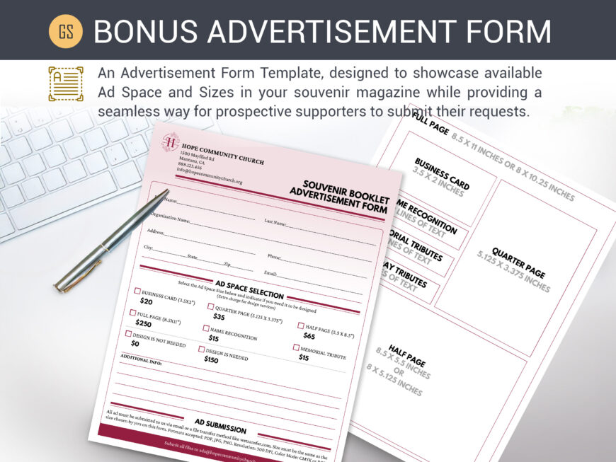 Burgundy Church Souvenir Book Canva Template