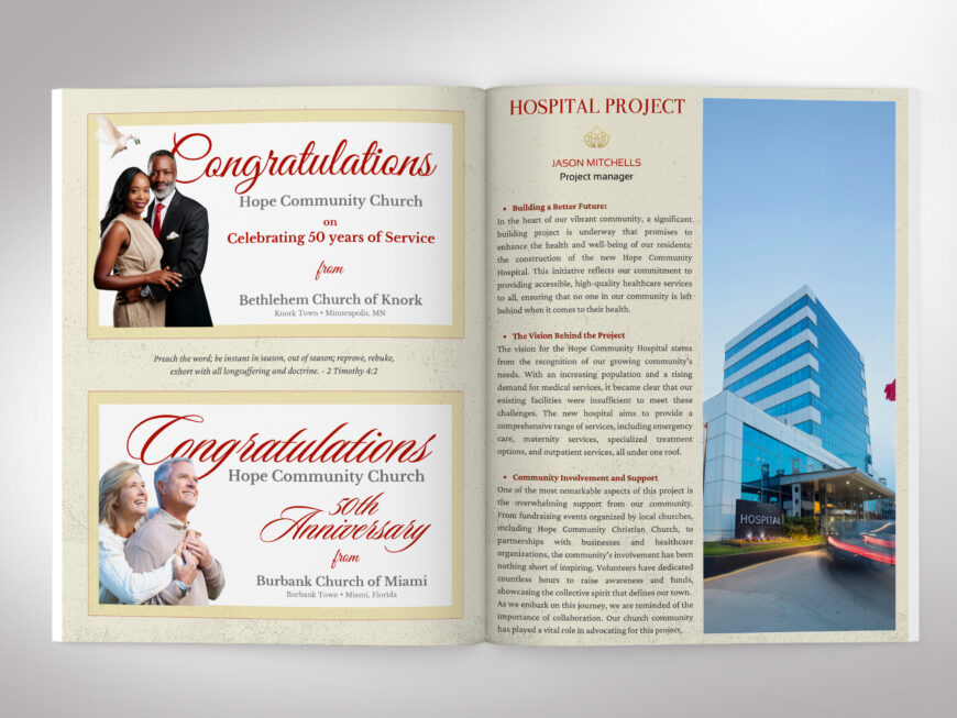 Red Church Souvenir Book Canva Template