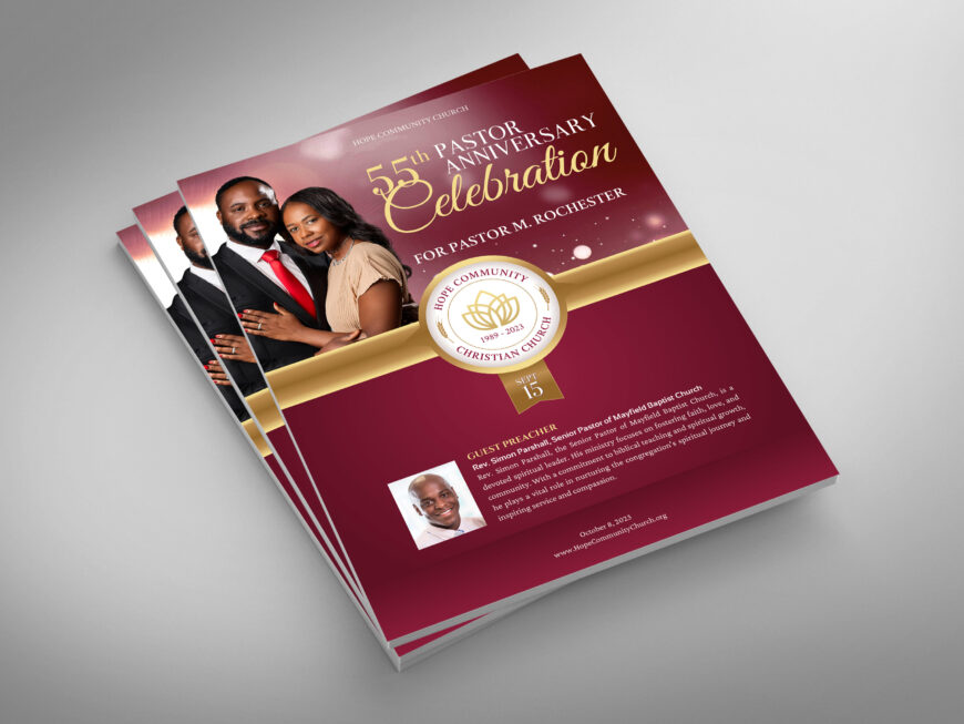 Burgundy Church Souvenir Book Canva Template