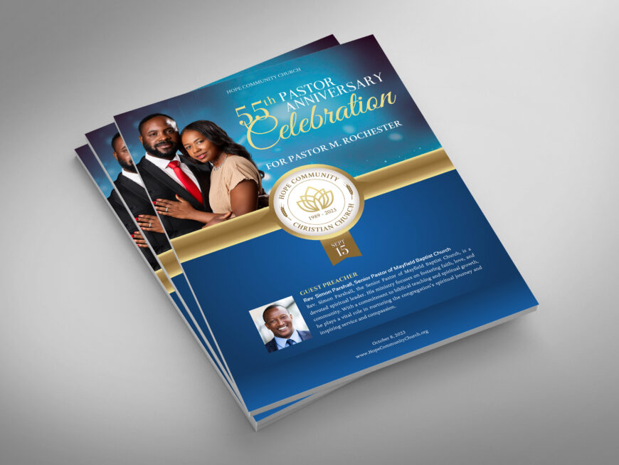 Blue Church Souvenir Book Canva Template