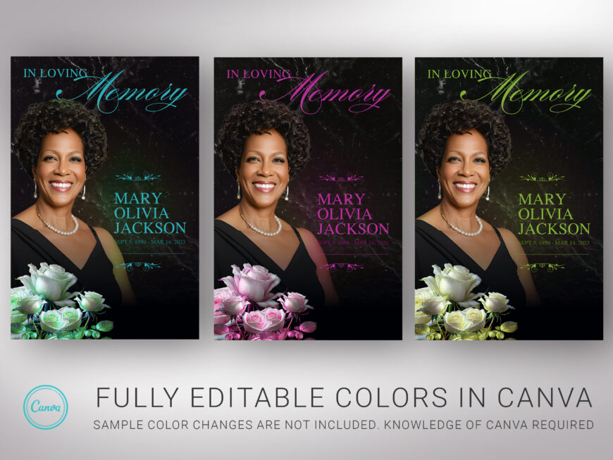 Black Funeral Welcome Sign Canva Template