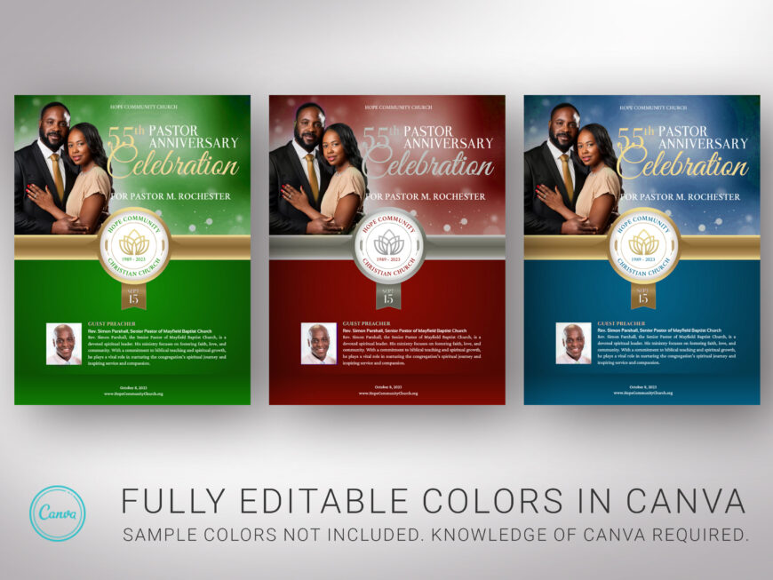 Purple Church Souvenir Book Canva Template