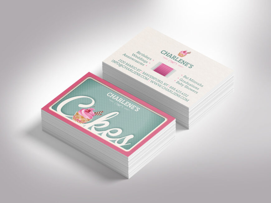 Cupcake Bakery Business Card Canva Template, Editable Cake Shop Branding Card | Cute Pastry Chef Business Card for Bakers & Dessert Shops