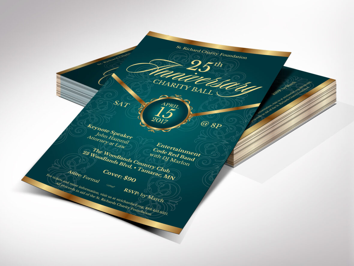 Teal Church Anniversary Banquet Flyer Canva Template, Teal and Gold, Printable Victorian-Style Pastor Appreciation Gala & Party Invitation