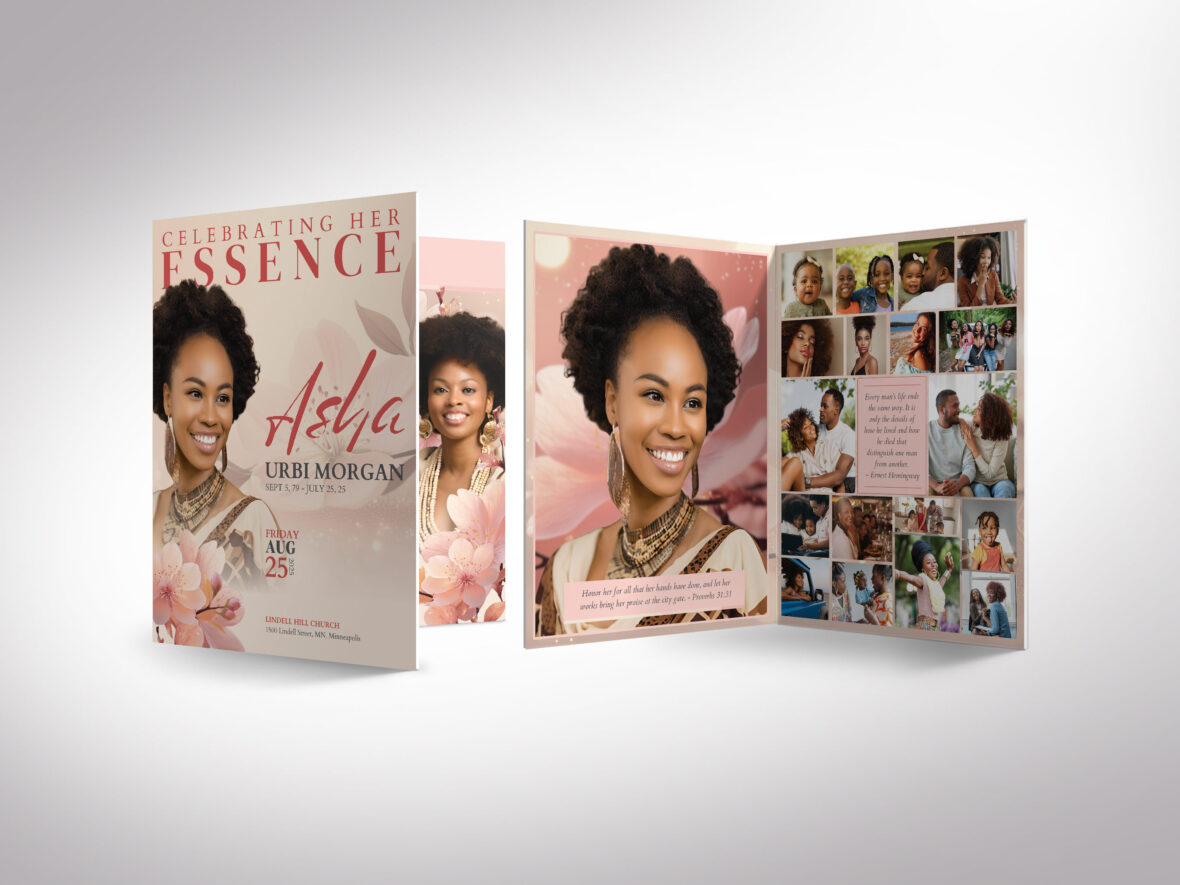 Beige and Pink Tabloid Funeral Program Canva Template