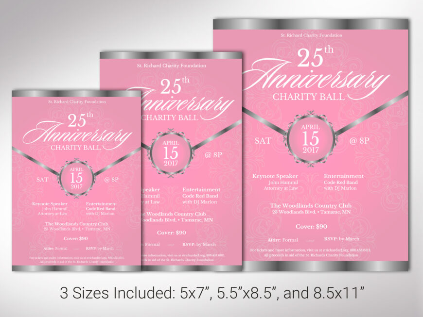 Pink Church Anniversary Banquet Flyer Canva Template