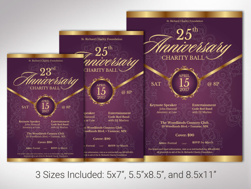 Vintage Purple Church Anniversary Banquet Flyer Canva Template