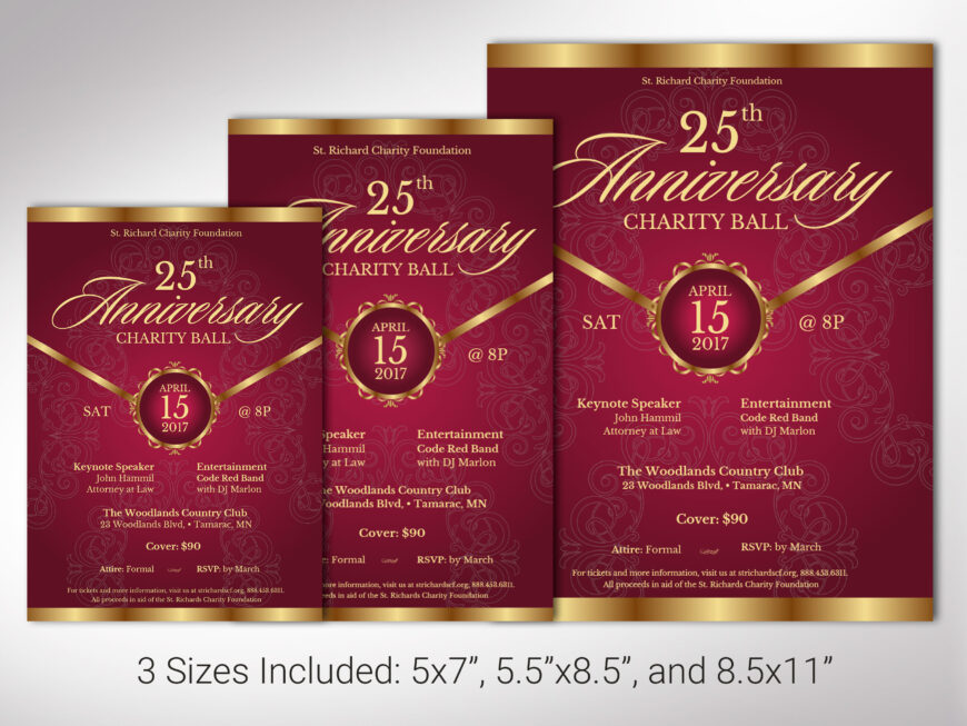 Burgundy Church Anniversary Banquet Flyer Canva Template